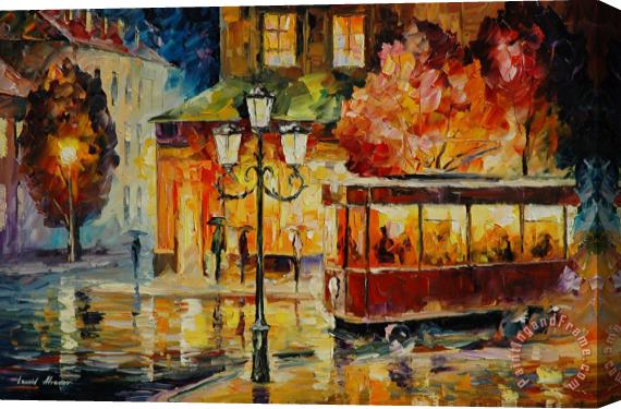 Leonid Afremov Last Trolley Stretched Canvas Print / Canvas Art
