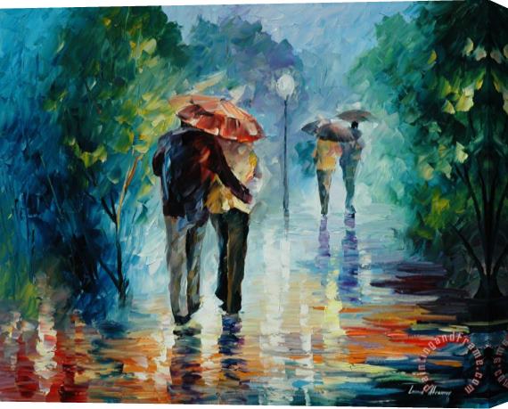 Leonid Afremov Lets Go Where Its Warm And Dry Stretched Canvas Print / Canvas Art