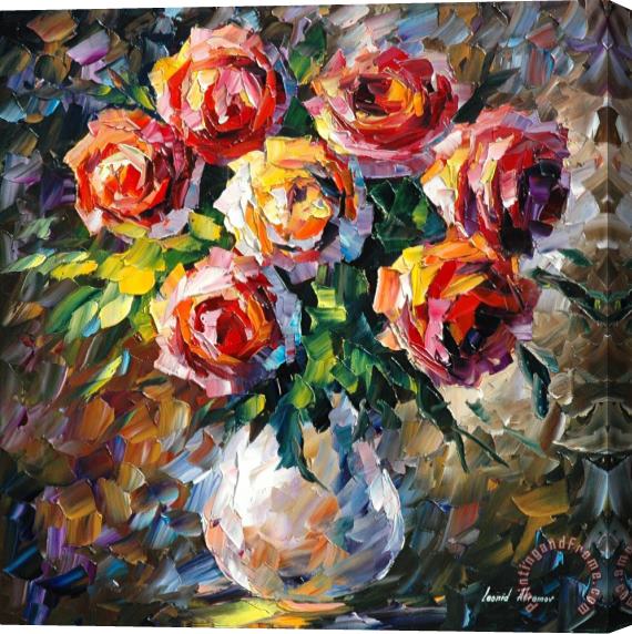Leonid Afremov Lovely Flowers Stretched Canvas Print / Canvas Art