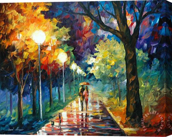 Leonid Afremov Night Alley Stretched Canvas Painting / Canvas Art
