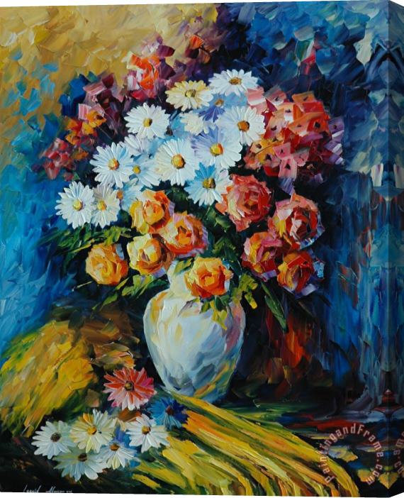 Leonid Afremov Night Bouquet Stretched Canvas Print / Canvas Art