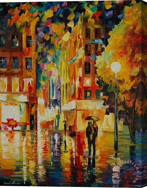 Leonid Afremov Night In New York Stretched Canvas Painting / Canvas Art