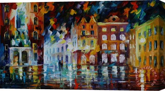 Leonid Afremov Night Windows Stretched Canvas Print / Canvas Art