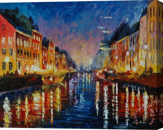Leonid Afremov Old Harbor Stretched Canvas Painting / Canvas Art
