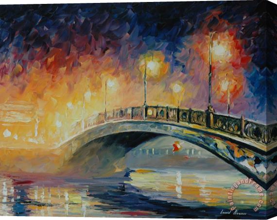 Leonid Afremov Over The Bridge Stretched Canvas Print / Canvas Art