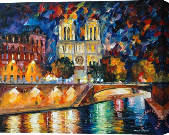 Leonid Afremov Paris Notredame Stretched Canvas Painting / Canvas Art