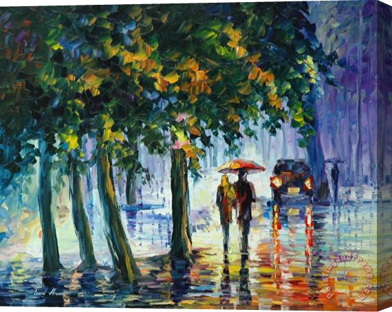 Leonid Afremov Rainy Stroll Stretched Canvas Painting / Canvas Art