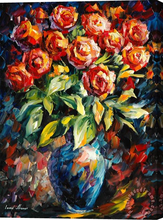 Leonid Afremov Red Roses Stretched Canvas Print / Canvas Art