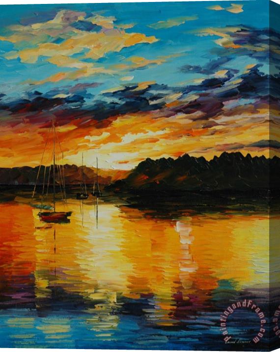 Leonid Afremov Reflections Of The Sunset Stretched Canvas Painting / Canvas Art