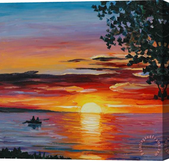 Leonid Afremov Romantic Sunset Stretched Canvas Print / Canvas Art