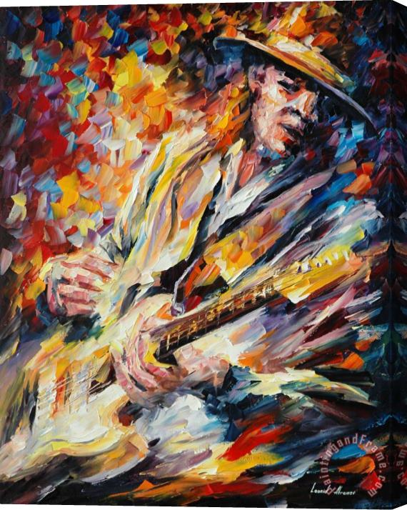 Leonid Afremov Stevie Ray Vaughan Stretched Canvas Print / Canvas Art