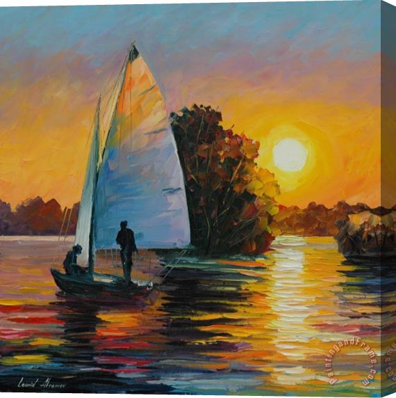 Leonid Afremov Sunset By The Lake Stretched Canvas Painting / Canvas Art