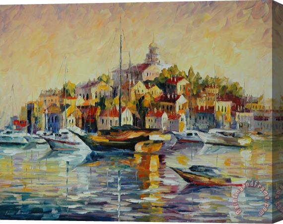 Leonid Afremov Town On The Hill Stretched Canvas Print / Canvas Art