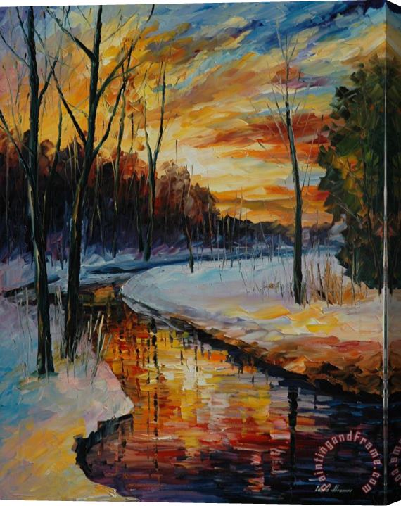 Leonid Afremov Winter Sunset Stretched Canvas Print / Canvas Art