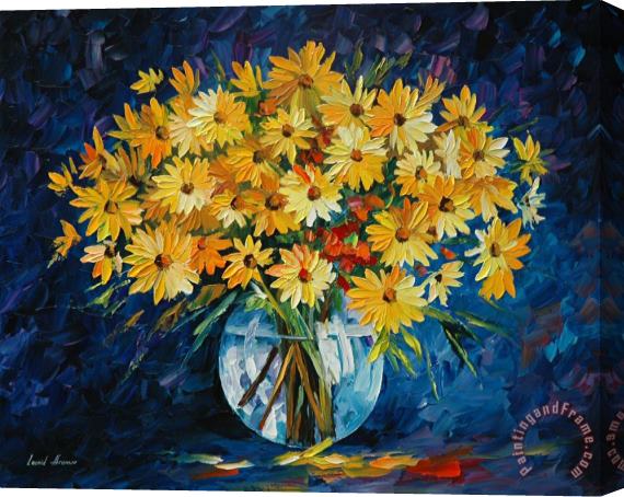 Leonid Afremov Yellow On Blue Stretched Canvas Print / Canvas Art
