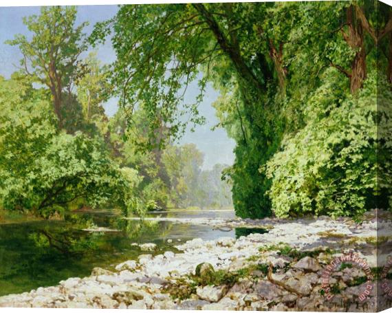 Leopold Rolhaug Wooded riverscape Stretched Canvas Painting / Canvas Art