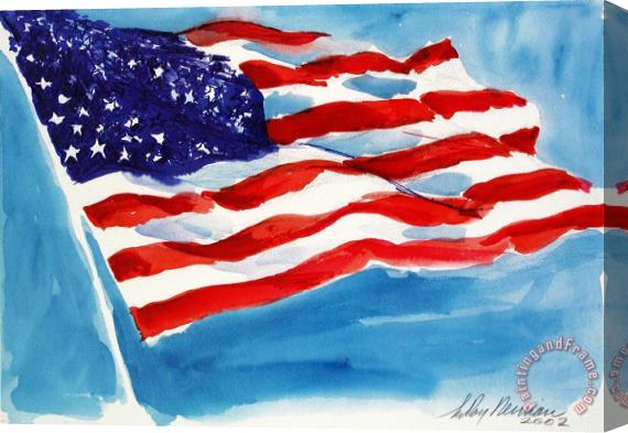 Leroy Neiman American Flag Stretched Canvas Painting / Canvas Art