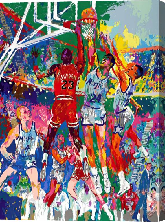 Leroy Neiman Basketball Stretched Canvas Print / Canvas Art