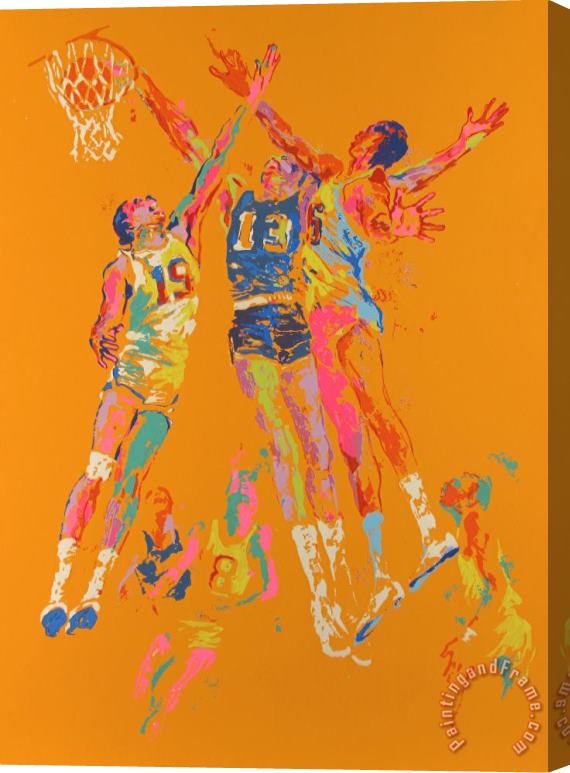 Leroy Neiman Basketball Stretched Canvas Print / Canvas Art