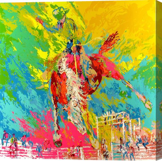 Leroy Neiman Bucking Bronco Stretched Canvas Painting / Canvas Art