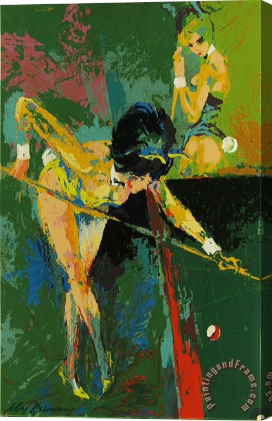 Leroy Neiman Bunnies Playing Pool Stretched Canvas Print / Canvas Art