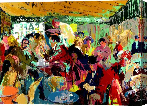 Leroy Neiman Cafe Rive Gauche Stretched Canvas Print / Canvas Art