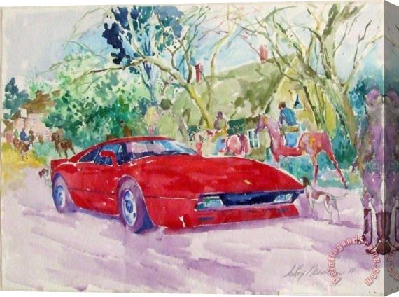 Leroy Neiman Ferrari at The Fox Hunt Stretched Canvas Print / Canvas Art