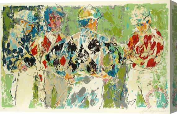Leroy Neiman Four Jockeys Stretched Canvas Painting / Canvas Art