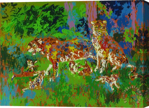 Leroy Neiman Jaguar Family Stretched Canvas Print / Canvas Art