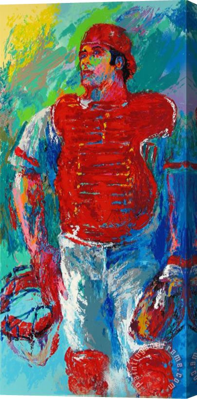 Leroy Neiman Johnny Bench, The Catcher Stretched Canvas Painting / Canvas Art