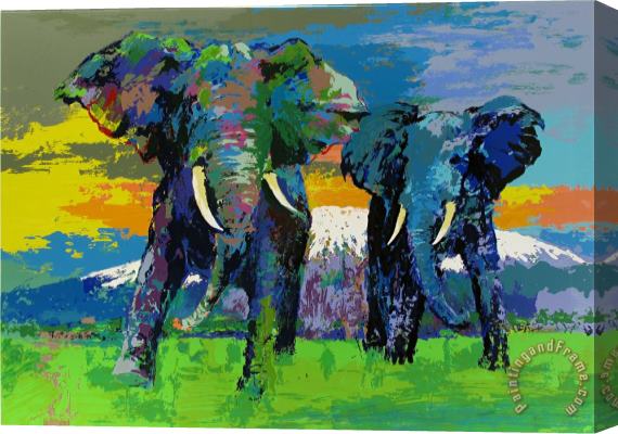 Leroy Neiman Kilimanjaro Bulls Stretched Canvas Painting / Canvas Art