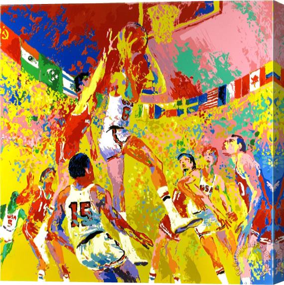 Leroy Neiman Olympic Basketball Stretched Canvas Painting / Canvas Art