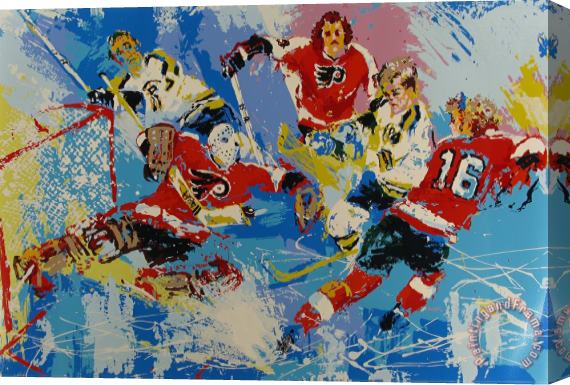Leroy Neiman Philadelphia Flyers (boston Bruins) Stretched Canvas Painting / Canvas Art