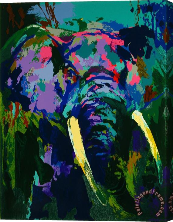 Leroy Neiman Portrait of The Elephant Stretched Canvas Painting / Canvas Art