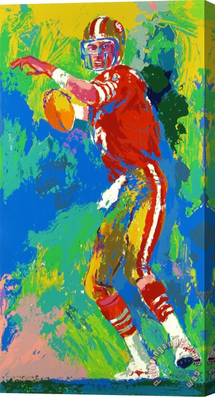 Leroy Neiman Quarterback of The Eighties Stretched Canvas Print / Canvas Art