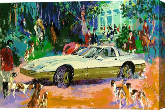 Leroy Neiman Rendezvous a La Corvette Stretched Canvas Print / Canvas Art