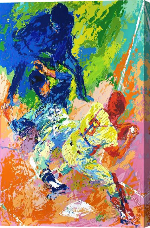 Leroy Neiman Sliding Home Stretched Canvas Painting / Canvas Art