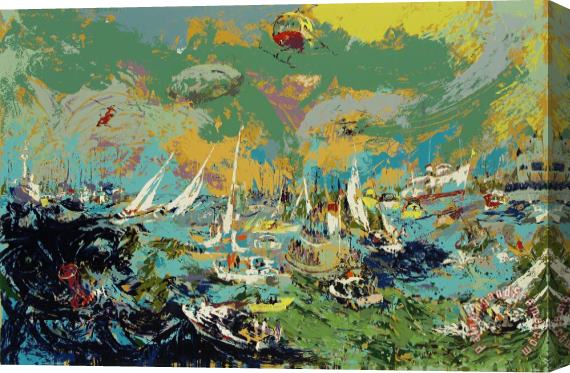 Leroy Neiman Spectator's Fleet America's Cup Stretched Canvas Painting / Canvas Art