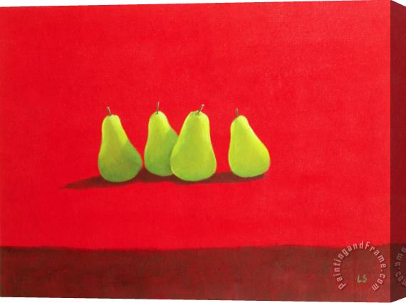 Lincoln Seligman Pears On Red Cloth Stretched Canvas Painting / Canvas Art