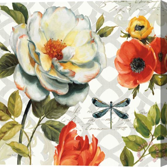 Lisa Audit Floral Story II on Grey Stretched Canvas Painting / Canvas Art
