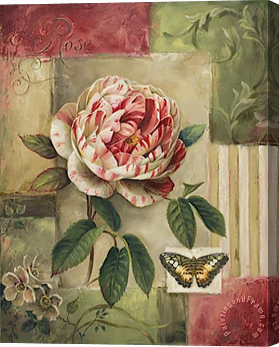 Lisa Audit Rose And Butterfly Stretched Canvas Painting / Canvas Art