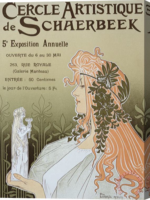 Livemont Reproduction Of A Poster Advertising 'schaerbeek's Artistic Circle Stretched Canvas Painting / Canvas Art