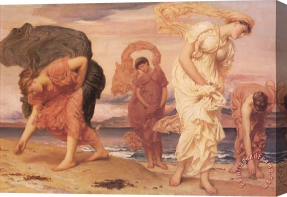 Lord Frederick Leighton Greek Girls Picking Up Pebbles by The Sea Stretched Canvas Print / Canvas Art