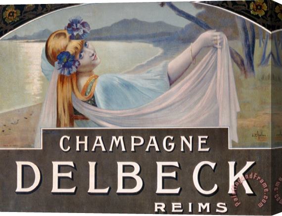 Louis Chalon Advertisement For Champagne Delbeck Stretched Canvas Painting / Canvas Art
