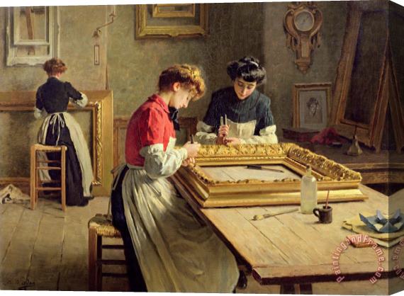 Louis Emile Adan Interior of a Frame Gilding Workshop Stretched Canvas Painting / Canvas Art