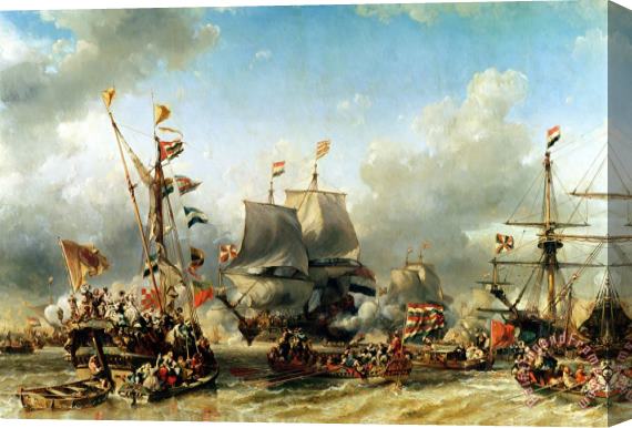 Louis Eugene Gabriel Isabey The Embarkation of Ruyter and William de Witt in 1667 Stretched Canvas Print / Canvas Art