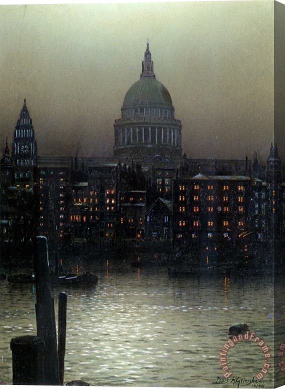 Louis H. Grimshaw St. Paul's Cathedral From Bankside Stretched Canvas Print / Canvas Art