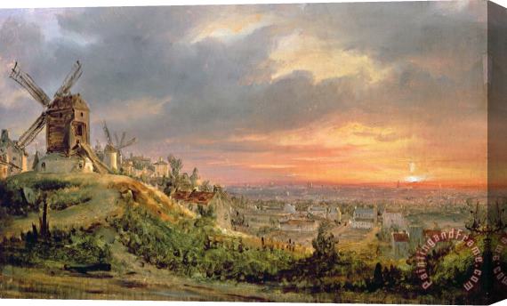 Louis Jacques Mande Daguerre View of the Butte Montmartre Stretched Canvas Painting / Canvas Art