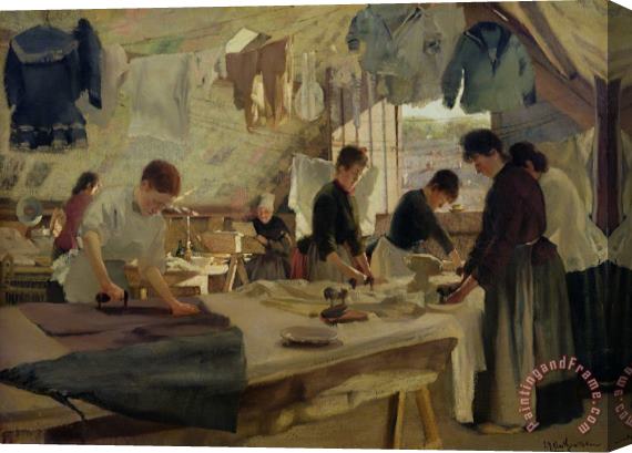 Louis Joseph Anthonissen Ironing Workshop In Trouville Stretched Canvas Print / Canvas Art