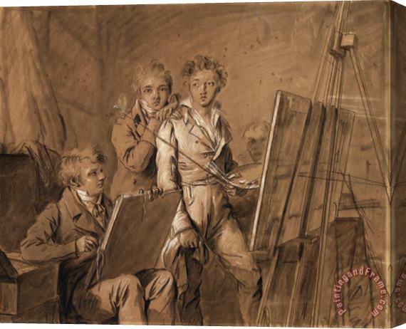 Louis Leopold Boilly Three Young Artists in a Studio Stretched Canvas Print / Canvas Art